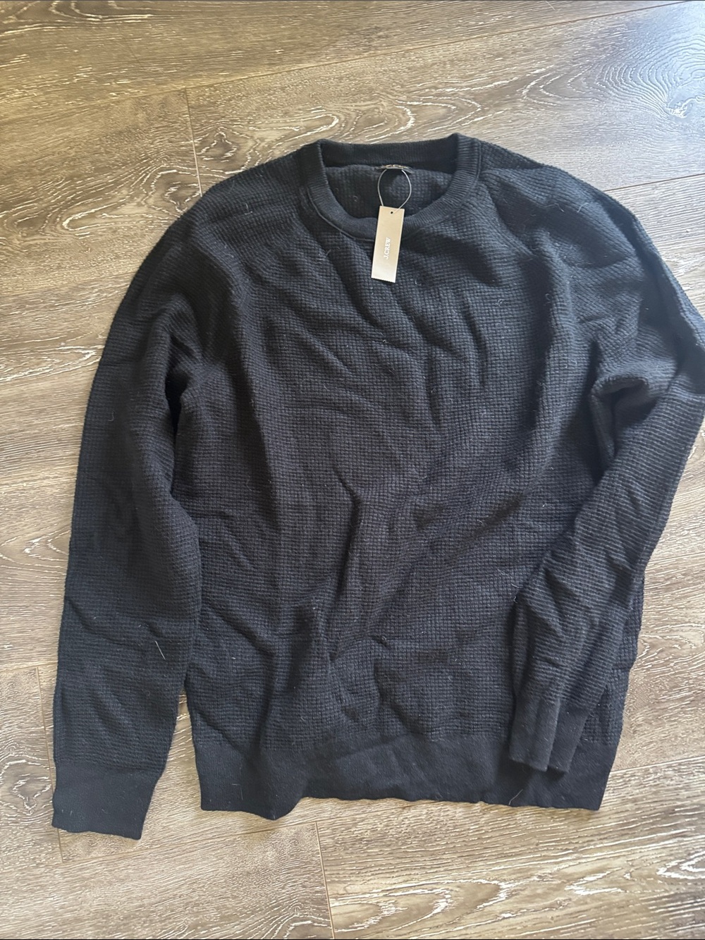 J. Crew cashmere Black Men's Textured Crewneck Sweater